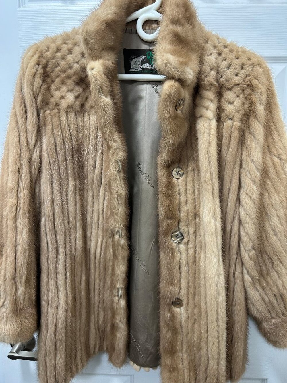 Pastel mink cord cut jacket.  Size medium.  David Green furs of Alaska